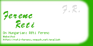 ferenc reti business card